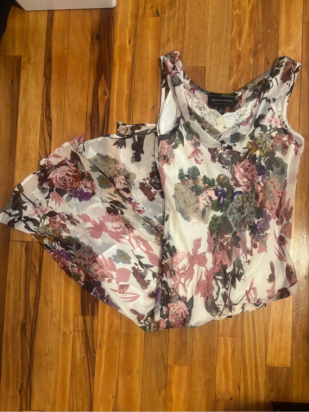 connected apparel Floral Maxi Dress in White, Pink and Purple